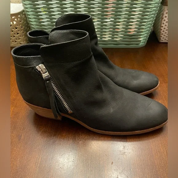 Sam Edelman Packer Bootie With Zipper - Black Nubuck Leather - Picture 5 of 8